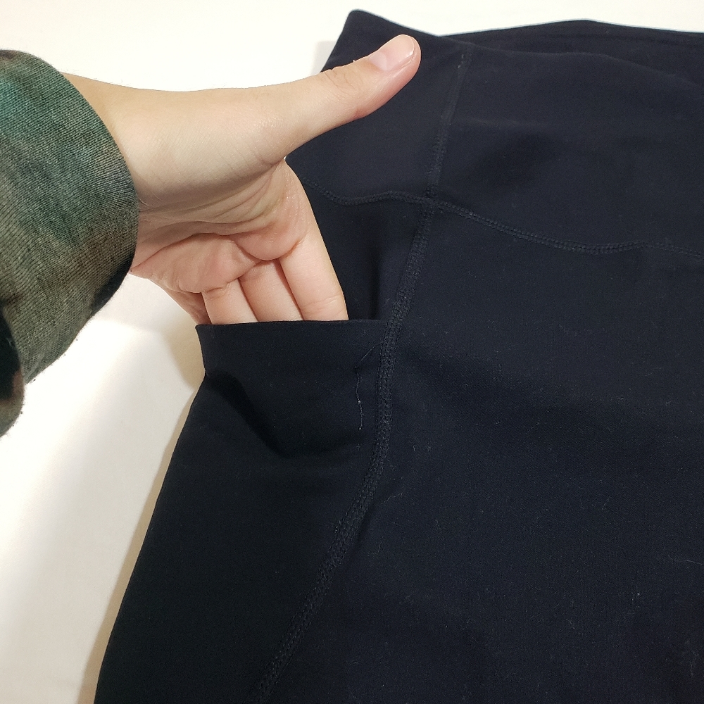 Members Mark Active Pocket Legging Capris Mesh Athletic Yoga Womens Black Pants - Picture 2 of 10